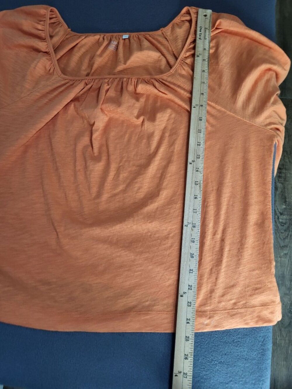 Boden Women's XL Cotton Slub Puff Sleeve Blouse Top Orange Peasant Boho Cottage - Picture 8 of 9